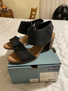 Tom’s  black/silver woven Heel Sandal - Women